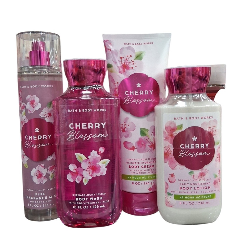 Bath & Body Works LIMITED Edition Womens Cherry Blossom 4pcs Bundle Romantic